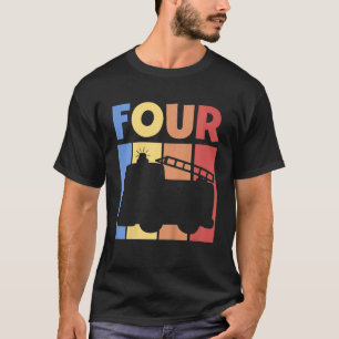 Camiseta Crianças, agora sou o motor de incêndio do 4º aniv