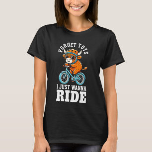 Camiseta Crianças Andando de Bicicleta Highland Cow Meninos