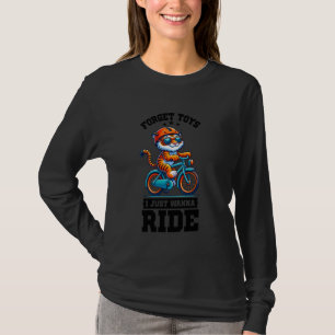 Camiseta Crianças Andando de Bicicleta Tigre Garotos