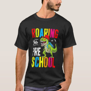 Camiseta Crianças Andando Para A Pré-Escola Professora Dino