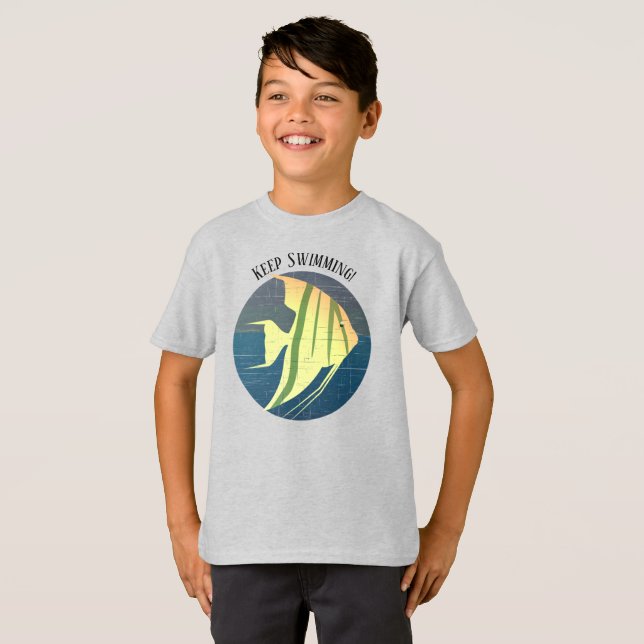 Camiseta Crianças Angelfish Continuam Nadando Distante (Frente Completa)