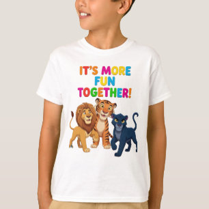 Camiseta Crianças Animais da Selva Fofos Mais Diversão Junt