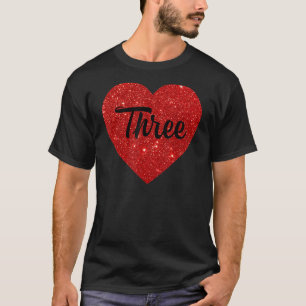 Camiseta Crianças aniversário de 3 anos Bonito Coração para