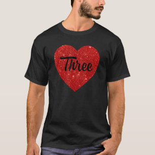 Camiseta Crianças aniversário de 3 anos Bonito Coração para