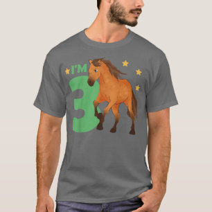 Camiseta Crianças aniversário de 3 anos Cavalo de Três Anos