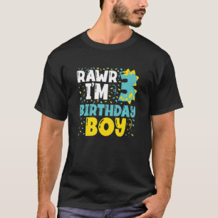 Camiseta Crianças, aniversário de 3 anos de 3 anos Dinosaur