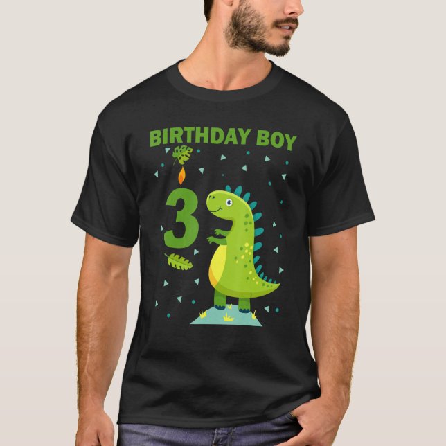 Camiseta Crianças aniversário de 3 anos De 3 Anos Dinossaur (Frente)