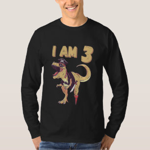 Camiseta Crianças aniversário de 3 anos Dino 3 Anos Pirata