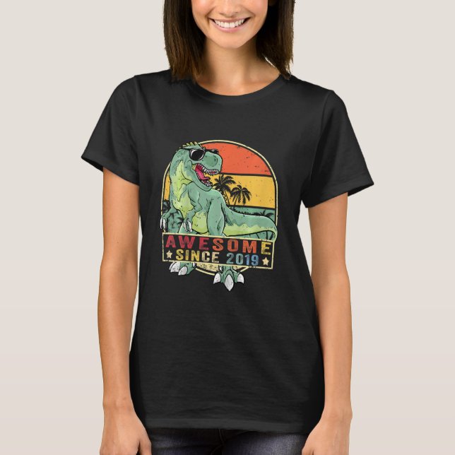 Camiseta Crianças aniversário de 3 anos Dinossaur 3 Anos Me (Frente)