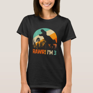 Camiseta Crianças aniversário de 3 anos Dinossauro Rex 3 An