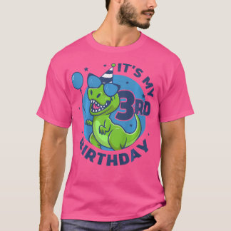 Camiseta Crianças aniversário de 3 anos Dinossauros 3 Anos