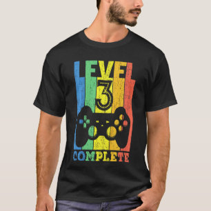 Camiseta Crianças aniversário de 3 anos Garota Nível 3 Anos