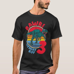 Camiseta Crianças aniversário de 3 anos I Rawr Tyrannosauru