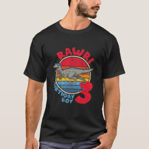 Camiseta Crianças aniversário de 3 anos I Rawr! Velocirapto