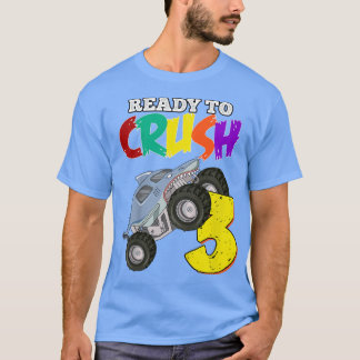 Camiseta Crianças aniversário de 3 anos Monster Truck 3 Ano