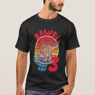 Camiseta Crianças aniversário de 3 anos Rawr Stegosaurus I