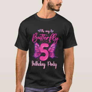 Camiseta Crianças Aniversário de criança Borboleta 5 Tema G