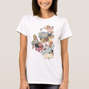Camiseta Crianças Antigas se Divertindo com Trens de Brinqu