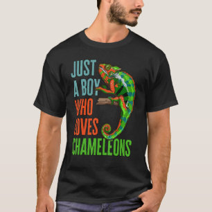 Camiseta Crianças Apenas Um Menino Que Ama Camaleões Reptil