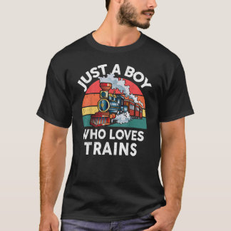 Camiseta Crianças Apenas Um Menino Que Ama O Comboio De Cam