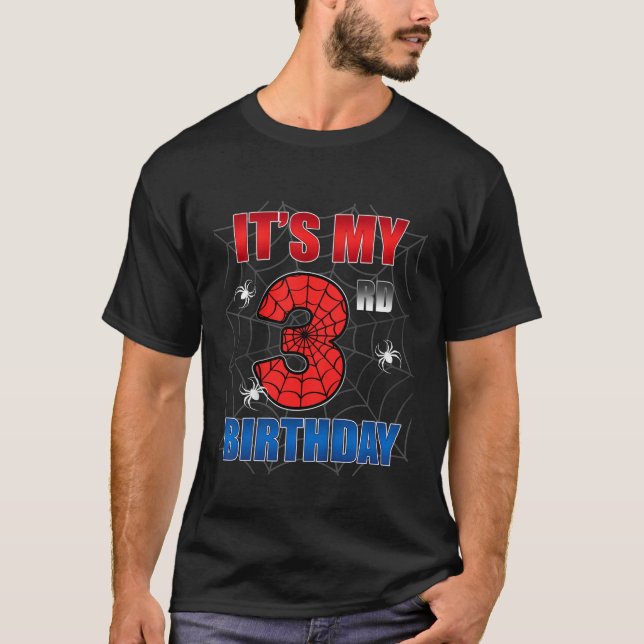 Camiseta Crianças Aranha-Aranha Três Anos É meu Terceiro Pá (Frente)