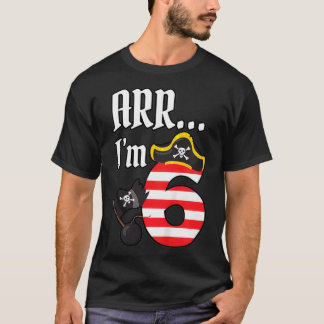 Camiseta Crianças ARR Im 6 Pirate Birthday Shirt Tee
