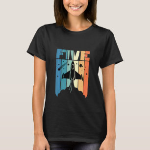 Camiseta Crianças Astronauta do Foguete Espacial de 5 Anos