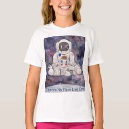 Camiseta Crianças Astronautas De Yoga Não Há Lugar Como A C