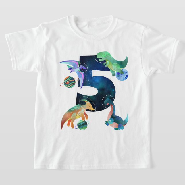 Camiseta Crianças Astronautas do Espaço Exterior Dinossauro (Postura )