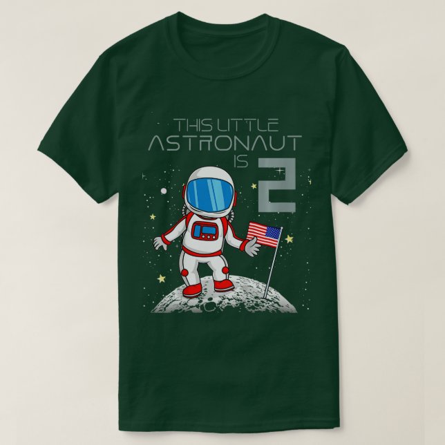 Camiseta Crianças Astronautas segundos aniversários Present (Frente do Design)