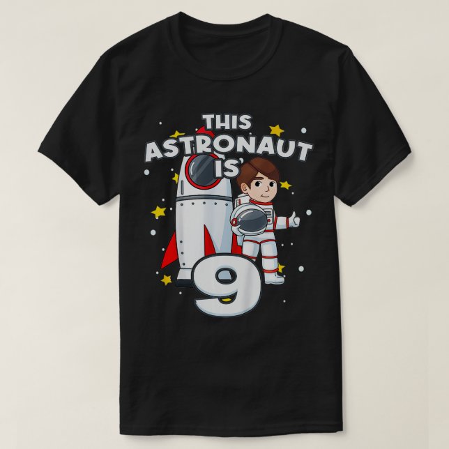 Camiseta Crianças Astronomia do Foguete de 9º aniversário A (Frente do Design)