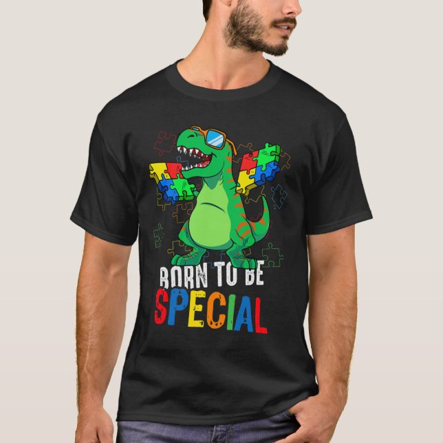 Camiseta Crianças Autismo Sensibilização Dino Toddler Menin (Frente)