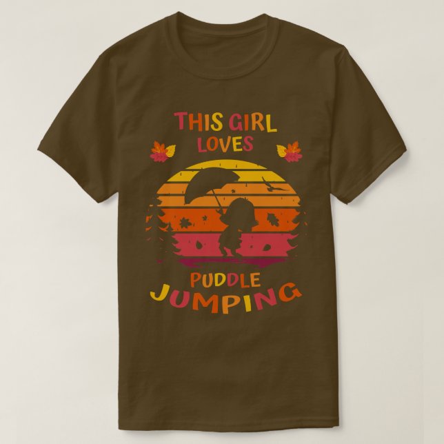 Camiseta Crianças AutumnEssa garota ama Puddle JumpingFall  (Frente do Design)