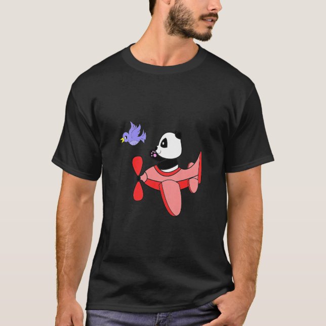 Camiseta Crianças Aviões Cujos Aviões Voam Animais Panda Cr (Frente)