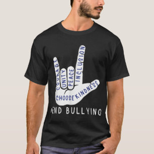 Camiseta Crianças Azul Anti Bullying Símbolo de Amor Lingua
