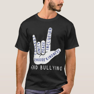 Camiseta Crianças Azul Anti Bullying Símbolo de Amor Lingua
