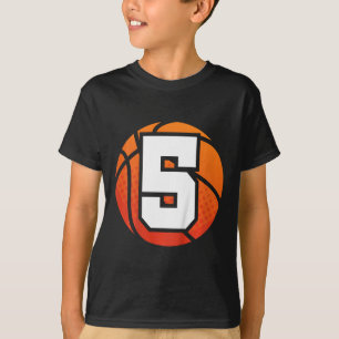 Camiseta Crianças Basquete Aniversário 5 Número Cinco Anos 