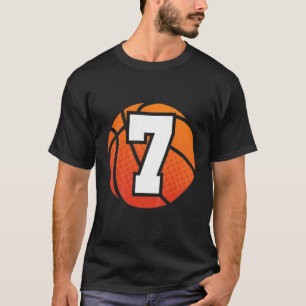 Camiseta Crianças Basquete Aniversário 7 Número Sete Anos B