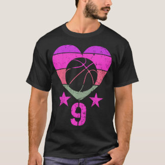 Camiseta Crianças Basquete Aniversário de 9 Anos Menina Non
