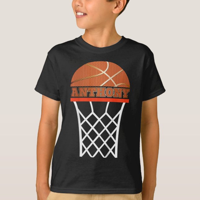 Camiseta Crianças Basquete Anthony Nome Personalizado Prese (Frente)