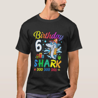 Camiseta Crianças Bebê Tubarão Cute Aniversário De 6 Anos P