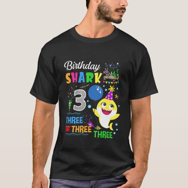 Camiseta Crianças Bebê Tubarão Cute Aniversário Garoto De 2 (Frente)