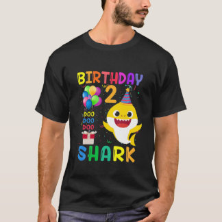 Camiseta Crianças Bebê Tubarão Cute Aniversário Garoto De 2