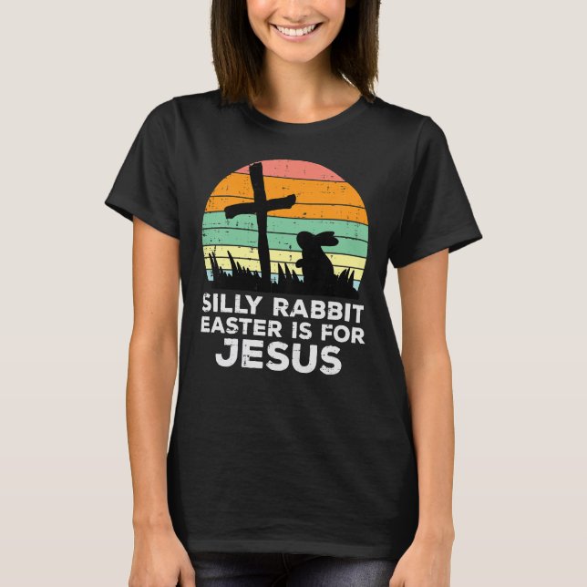 Camiseta Crianças Bobo Coelho Páscoa Para Jesus Cristãos T (Frente)