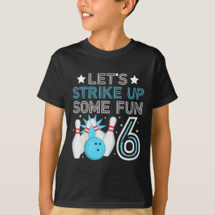 Camiseta Crianças Boliche Festa de aniversário Rapaz de 6 a