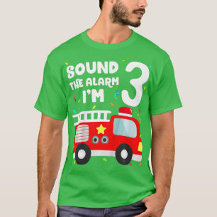 Camiseta Crianças Bombeiam Caminhão aniversário de 3 anos T