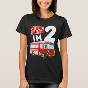 Camiseta Crianças Bombeiam Caminhão Velho do segundo aniver