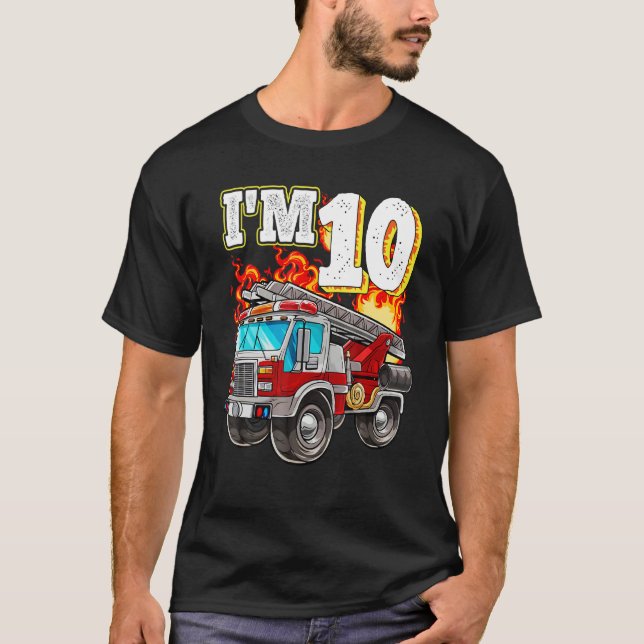 Camiseta Crianças Bombeiros 10º Aniversário Bombeiro 10 Y (Frente)