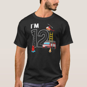 Camiseta Crianças Bombeiros 12 Aniversário Bombeiro 12 Y