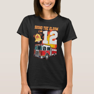 Camiseta Crianças Bombeiros 12 Birthday Boy 12 Firemans Bir